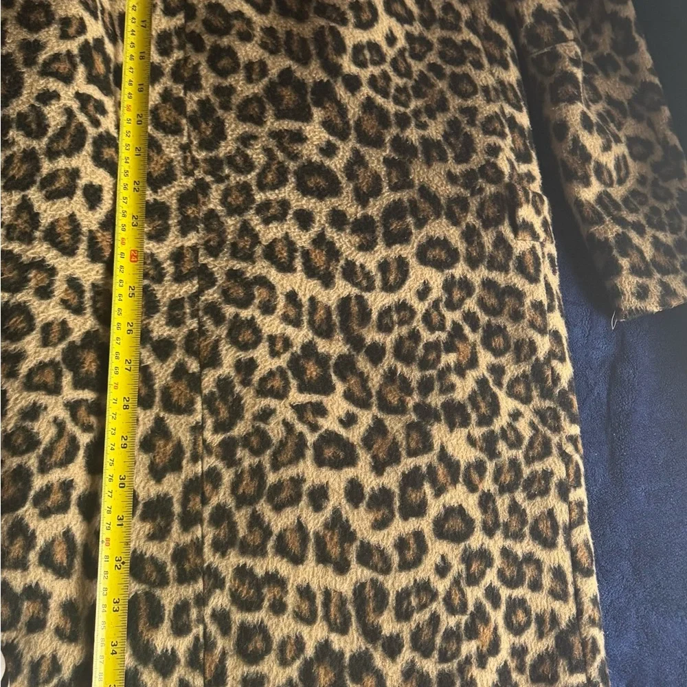 Express XS Leopard Print Teddy Button Coat - Picture 4 of 8